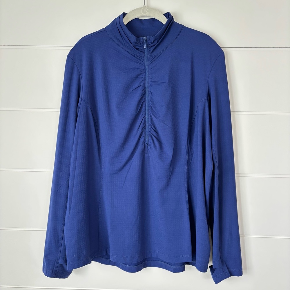 IBKÜL Blue 1/2 Zip Ruched Long Sleeve Mock Golf Shirt Size XXL